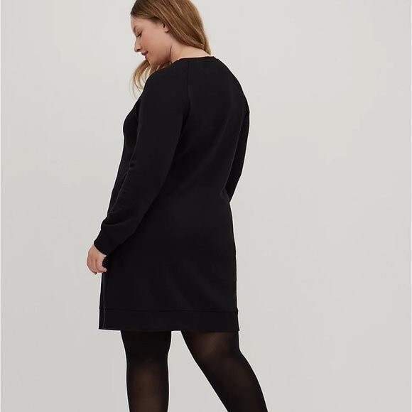 NWT Torrid 00 GLAM Gold & Black Cozy Fleece Pullover Dress w Pocket Med/Large - Picture 3 of 7